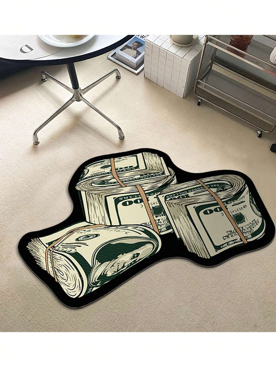 1pc New Arrival 3D Creative Funny Dollar Bill Doormat, Decorative Carpet For Living Room, Bedroom, Entryway, Multiple Patterns Available, Washable