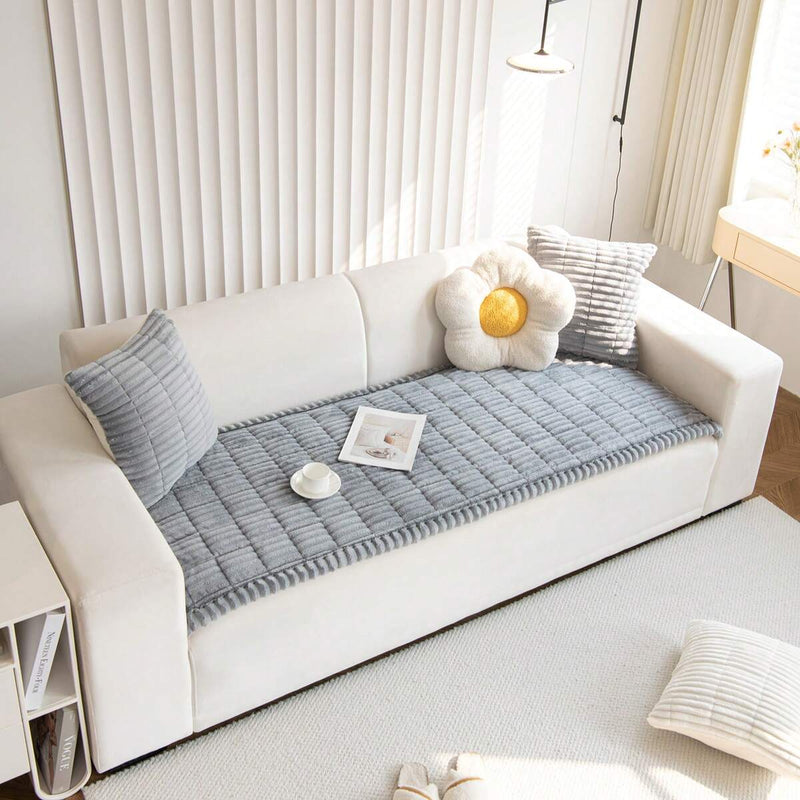 Fuzzy Couch Covers For Pets Couch Protector For Dogs Garden Chic Cotton Protective Couch Cover Thick Cushion Anti-Slip Durable Couch Pad Pet Mat Bed Couch Cover