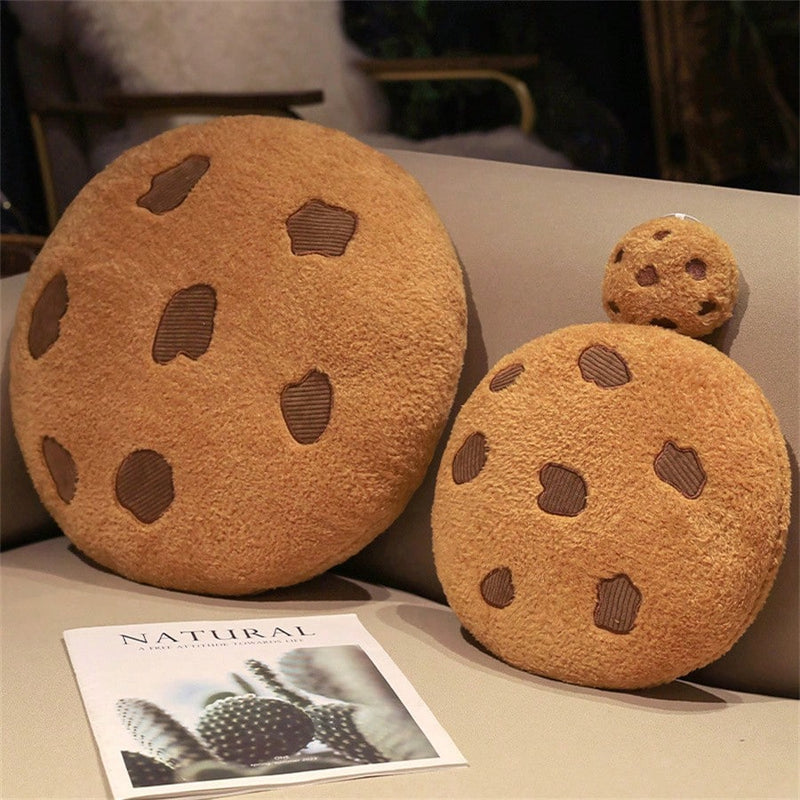 Chocolate Cookie Shaped Throw Pillow, Soft Round Food Decor Pillow For Floor, Sofa, Bedroom, Gift