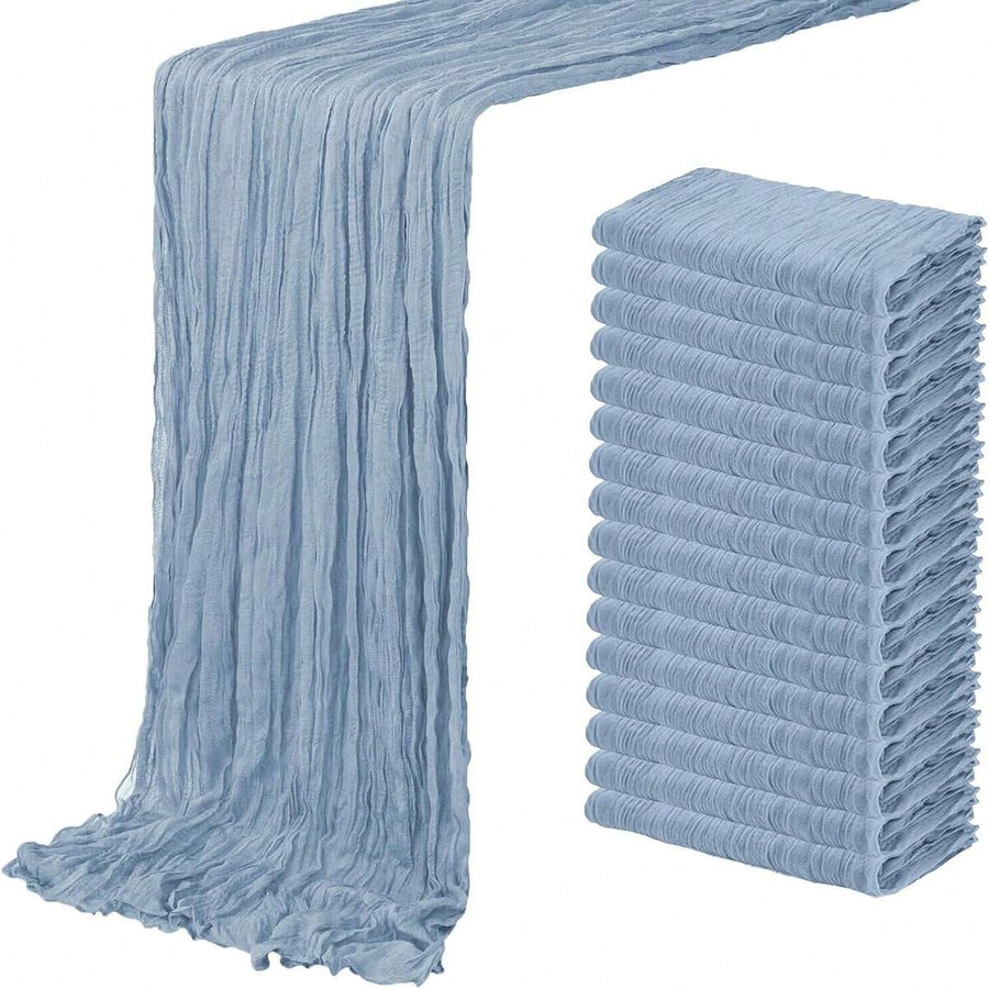 8/16 Pack Dusty Blue Cheesecloth Table Runner 20 X 120 Inch Gauze Table Runners 10 FT Long,Semi Sheer Boho Cheese Cloth Fabric Table Runner Bulk For Wedding,Party,Baby Shower,Bridal Shower Decoration