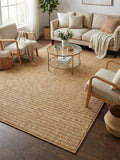 1pc White & Brown Mixed Square Faux Jute Rug. Scratch-Resistant, Washable, Ideal For Pet Owners, Suitable For Living Room, Dining Room, Study, Bedroom, And Other Scenes, Versatile Home Decor, Fashionable, New Arrival