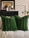 1pc Thick & Thin Rabbit Fur Decorative Throw Pillow Cover, Jacquard Rabbit Fur Front, Plush Velvet Reverse, Square Cushion Cover, Holiday Home Decor Pillow, Soft & Comfortable Velvet Material, Modern Decor For Sofa, Bedroom