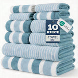 10pcs Soft & Absorbent Towel Set | Quick-Dry Towels For Bathroom, Sports & Beach |280gsm, Includes 2 Bath Towels, 4 Hand Towels, 4 Washcloths| Lightweight & Skin-Friendly