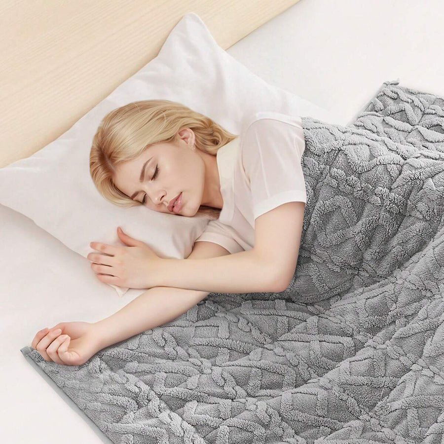Weighted Blanket, 20 Lbs, 60 X 80 In Queen Size, Sherpa Fleece Heavy Blanket With Glass Beads, Soft Warm Cozy Fluffy Touch, For 200-250 Lbs Adults, Anxiety Stress Relief, Improve Sleep, Grey